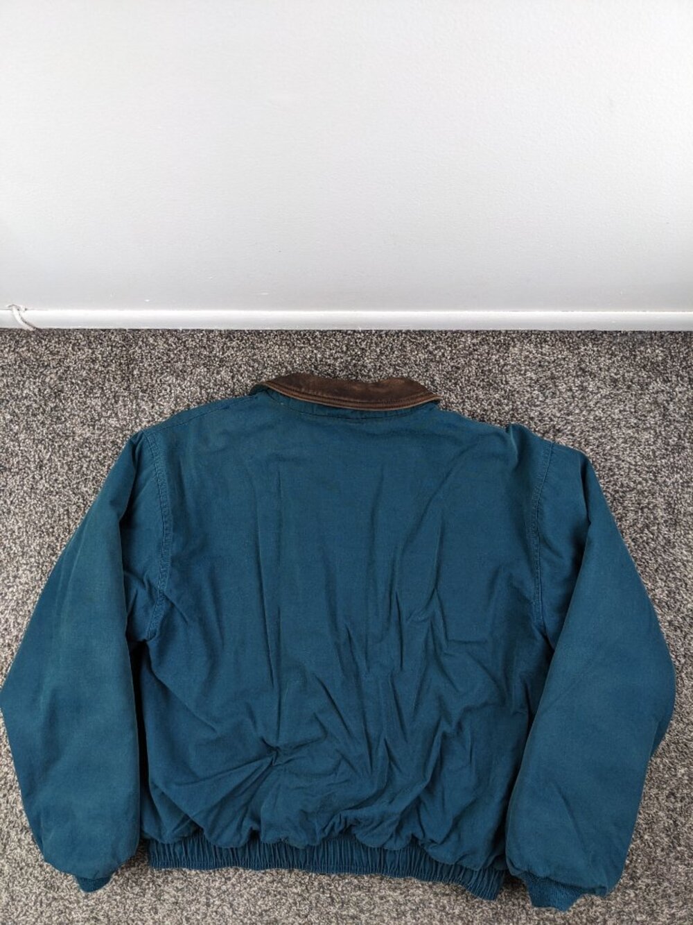 Vintage LL Bean Jacket Suede Collar Wool Blanket Lined Bomber Mens Large US Made - Picture 8 of 15